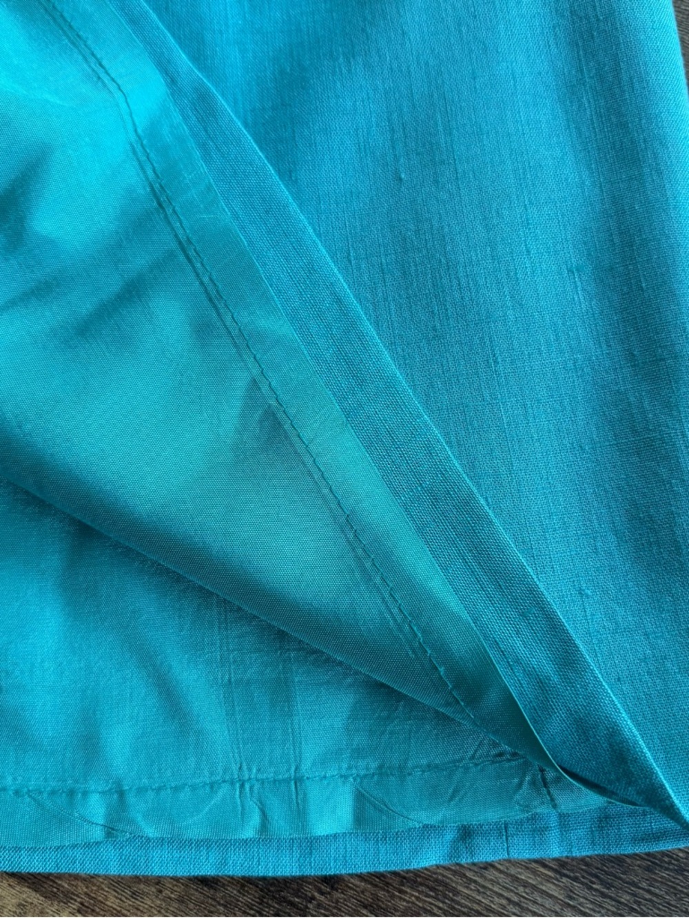 Vintage 90s Teal Linen Rayon Wrap Pencil Skirt ~ Size 4 / Small / 26" - Picture 9 of 9